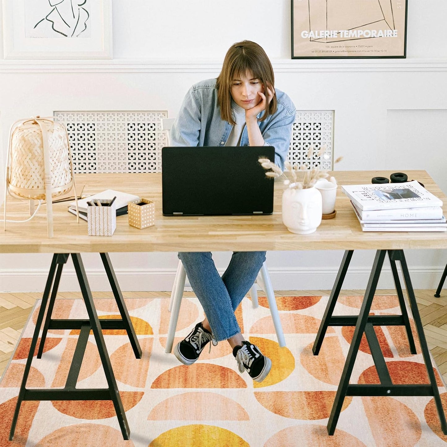 Office Chair Mat Orange Circle