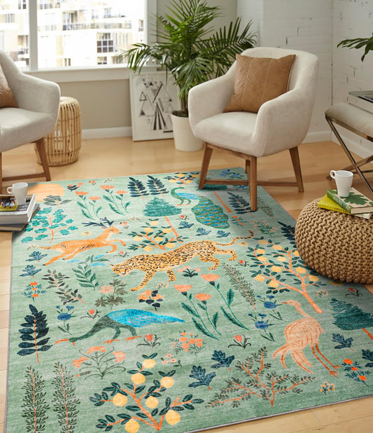 Jungle Animal Green Rugs